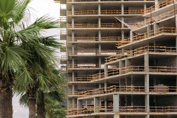 building construction site against sky background. construction of new building