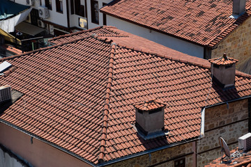 Naklejka premium View from the observation deck on the roofs of the old buildings of the old city of Kaleici in Antalya