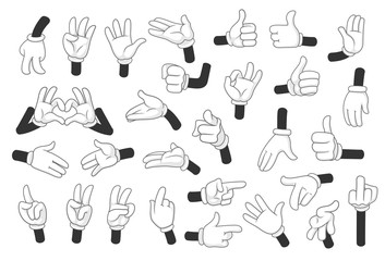 Cartoon gloved hands symbols vector illustration objects isolated on a white background