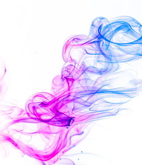 Colored smoke on white background