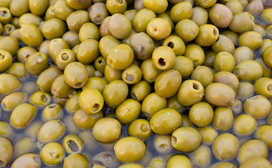 Green olives in the market