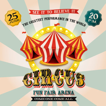 Vector Vintage circus banner. Circus tent.