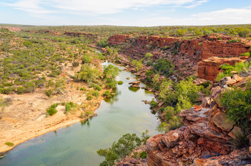Fototapeta na wymiar Murchison River from the Ross Graham Lookout - Kalbarri, WA, Australia