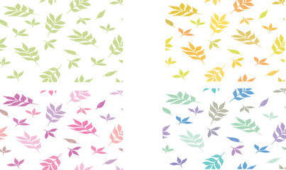 Set of seamless casual pattern with leaves