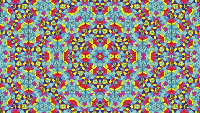Colorful looping kaleidoscope sequence. Abstract motion graphics background