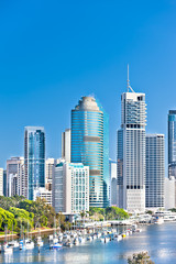 Modern city and buildings with blue sky background