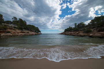 The sea in Calafat on the darted coast of Tarragona