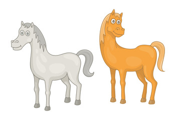 Set of horses. isolated on white background