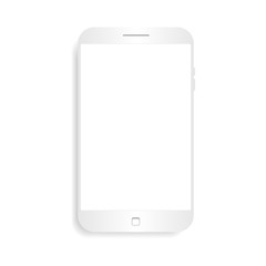 Mockup with white smartphone. Mobile phone with blank screen for design.