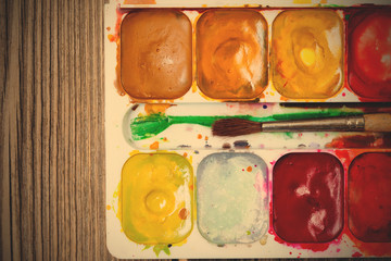 Set of watercolor paints
