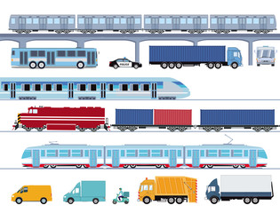 Stadt, &ouml;ffentlicher Verkehr und Transit &ndash; Vektor Illustration