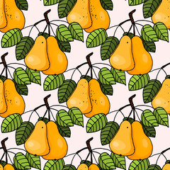 vector seamless autumn pattern with pears