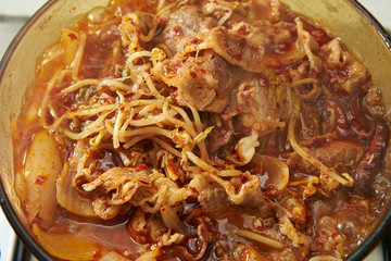 Korean kimchi and pork hot pot 