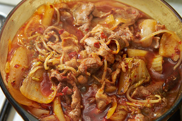 Korean kimchi and pork hot pot 