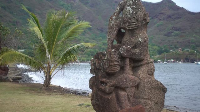 Tiki stone statue, Taiohae, Nuku Hiva, French Polynesia