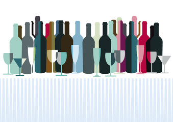 Weinflaschen, Abstrakte bunte Flaschen, Illustration