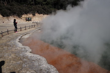 big red thermal near the hill