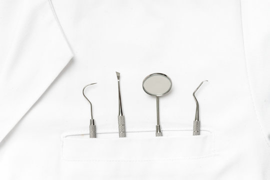 Medical equipment in the doctor's uniform pocket