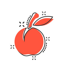 Apricot fruit icon in comic style. Peach dessert vector cartoon illustration on white isolated background. Organic dessert business concept splash effect.