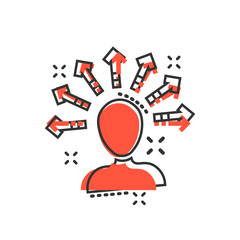Mind awareness icon in comic style. Idea human vector cartoon illustration on white isolated background. Customer brain business concept splash effect.