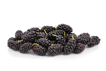 A bunch of ripe mulberries