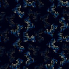 drawn arcs of dark blue and brown colors on a dark background