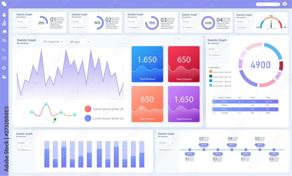 Poster dashboard, great design for any site purposes. business infographic template. vector flat illustrati
