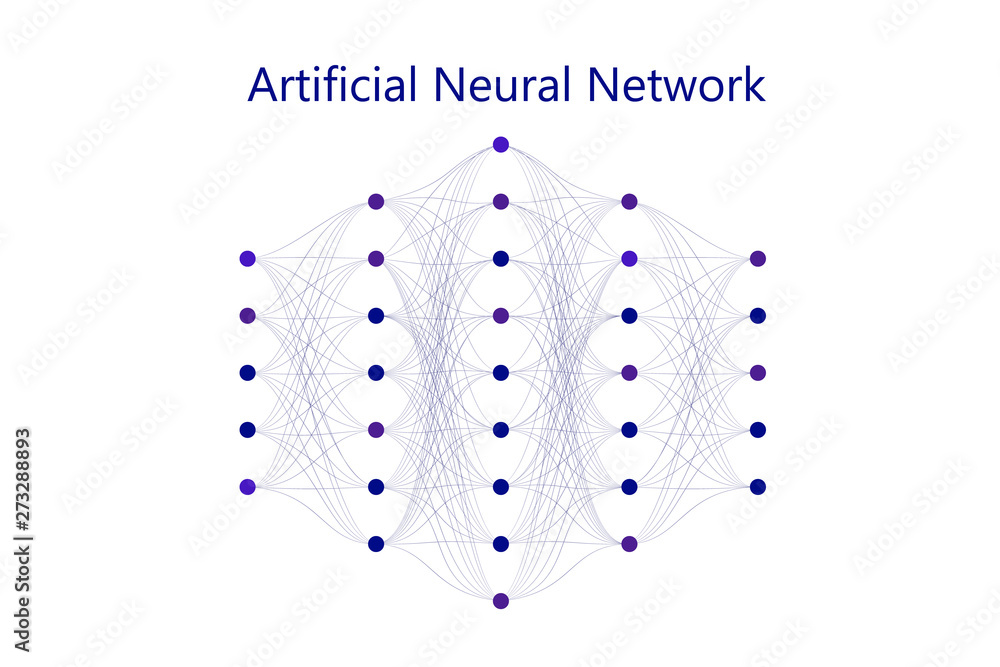 Leinwandbilder neural network model with thin synapses between neurons