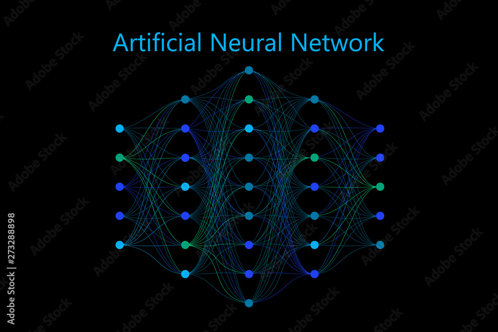 Leinwandbilder neural network model with thin synapses between neurons