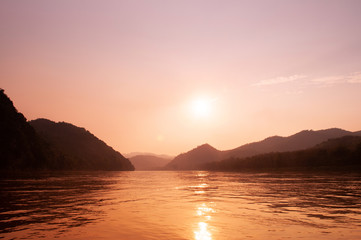 Exotic Mae khong river sunset in Luang Prabang - Laos