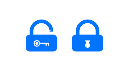 Open and closed lock icon on a white background