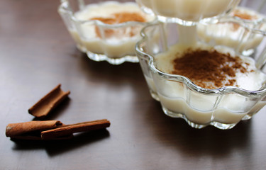 Traditional milky puding with cinnamon