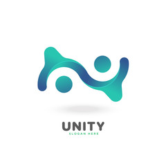 colorful smooth gradient unity, people, social logo vector template