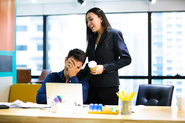 Teamwork. Young business people Having Informal Meeting In Modern Office. business women interacting at meeting