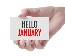 Hand showing Hello January.