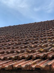 old roof with red tiles