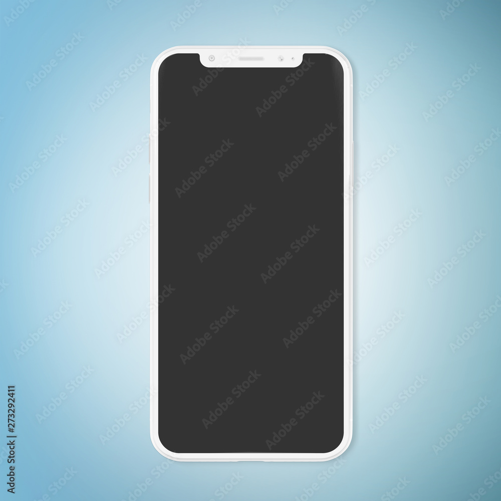 Poster white modern smartphone mockup isolated on blue 3d rendering