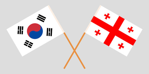 Georgia and South Korea. Crossed Georgian and Korean flags