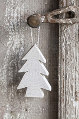 White Wooden Christmas Ornament Hanging