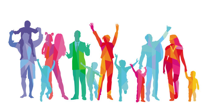 Familien mit &nbsp;Kinder, Eltern und Freunde 