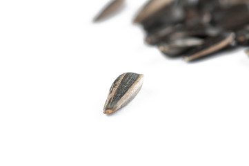 Sunflower seeds isolated on white background.Copy space