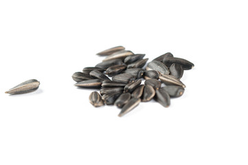 Sunflower seeds isolated on white background.Copy space