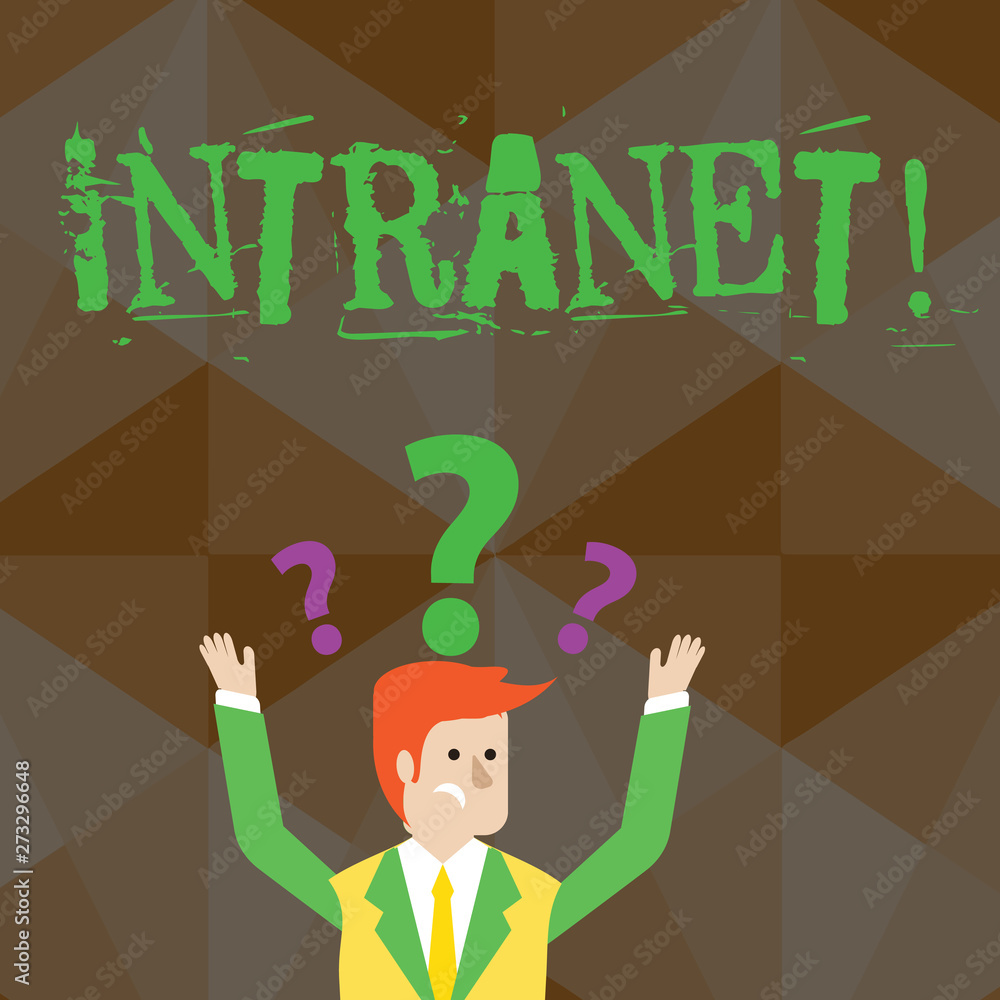 Poster handwriting text intranet. concept meaning private network of a company interlinked local area netwo
