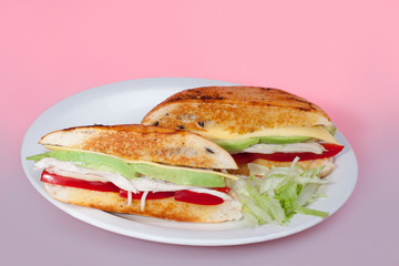 Cheese salad sandwiches on plate