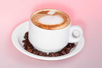 Coffee mixed milk mug with plate