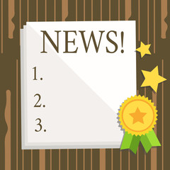 Word writing text News. Business concept for Report recent events Previously unknown information...