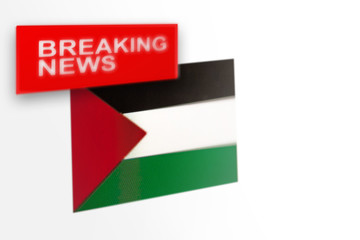 Breaking news, State of Palestine country's flag and the inscription news
