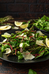 Grilled Asparagus salad with green vegetables and parmesan cheese
