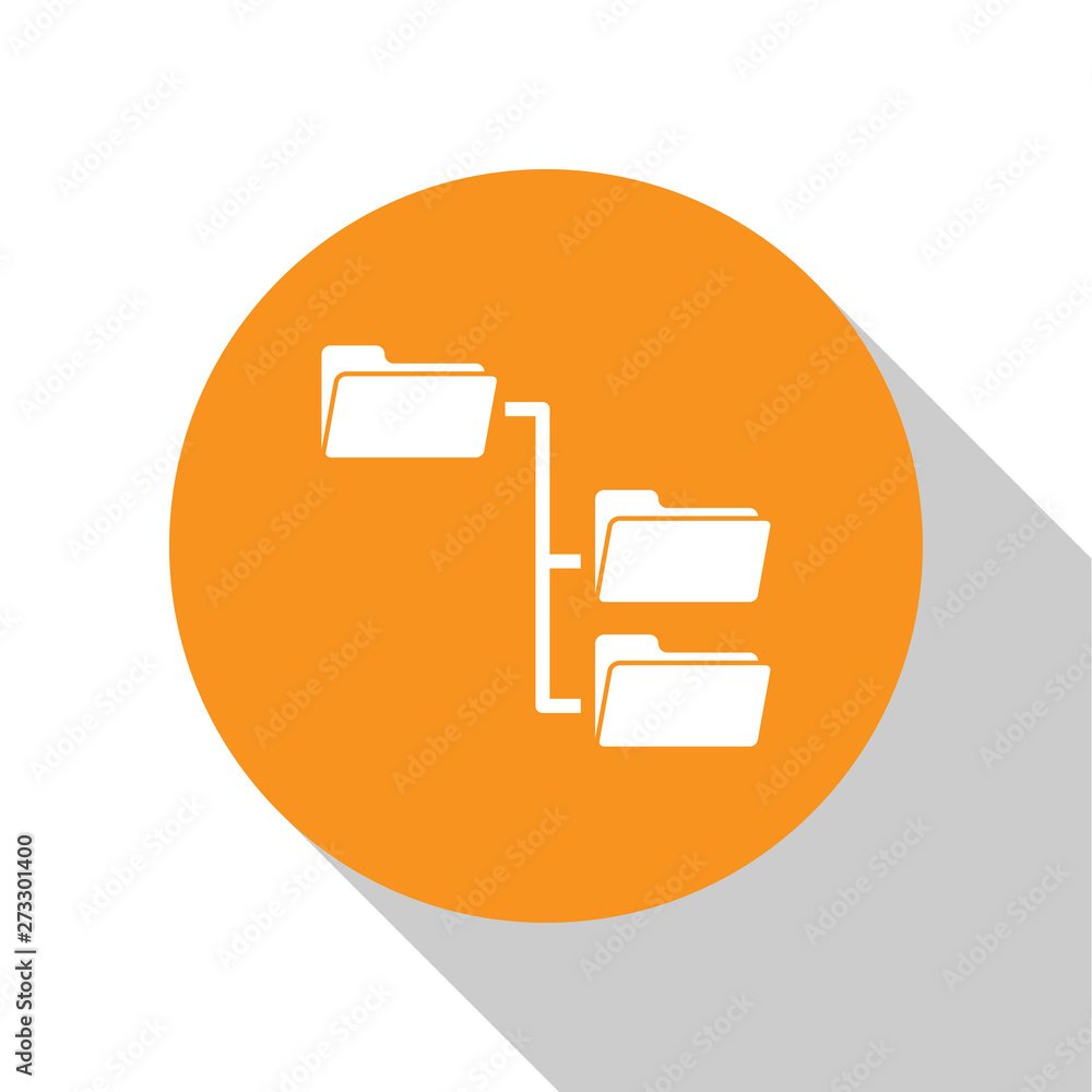 Poster white folder tree icon isolated on white background. computer network file folder organization struc