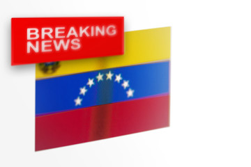 Breaking news, Venezuela country's flag and the inscription news